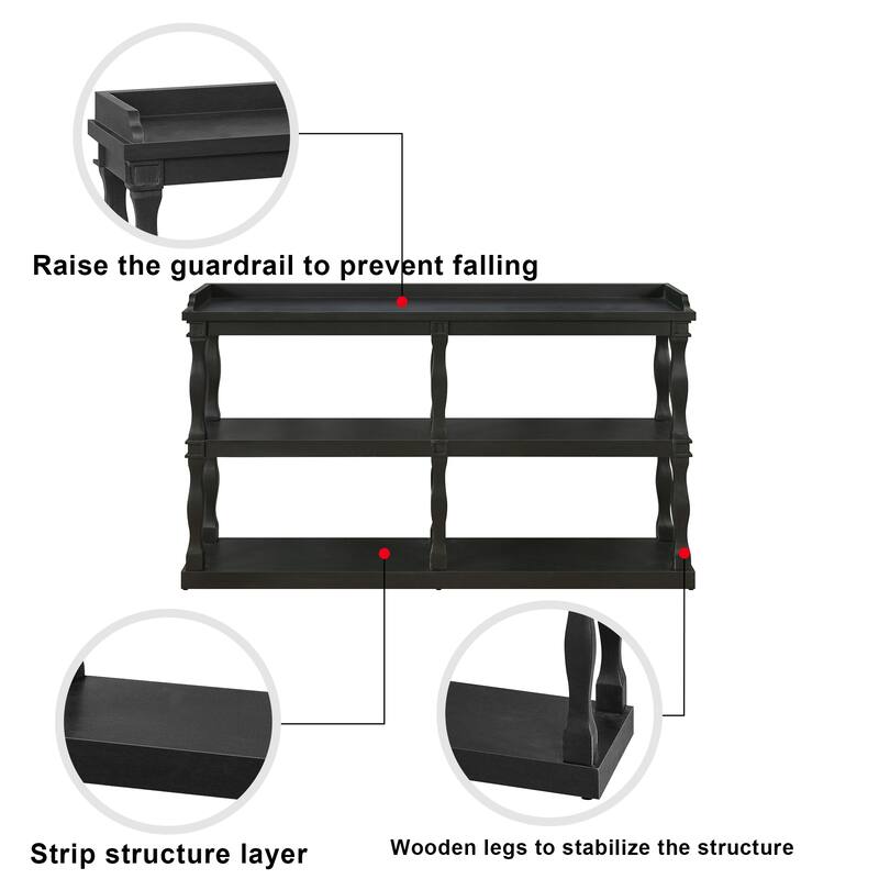 Console Table with three-Tier Open Storage Spaces