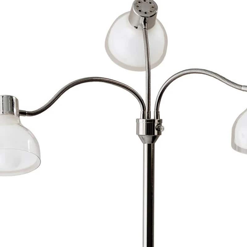 Adjustable Three Light Floor Lamp in Polished Nickel Finish With Frosted Inner Shades