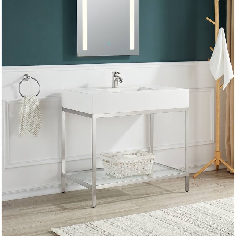 Ventura 36 in. Rust-Resistant Stainless Steel Console Sink Frame in Brushed Nickel with Mounting Hardware