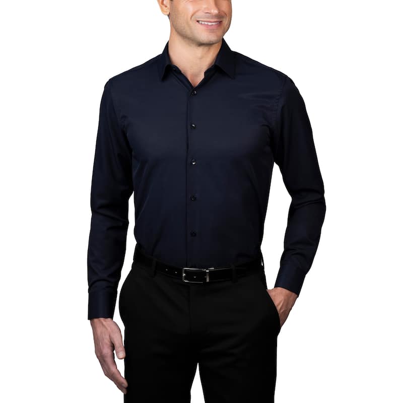 Ben Sherman Men's Slim-Fit Dobby Dress Shirt - L 32/33 - Navy