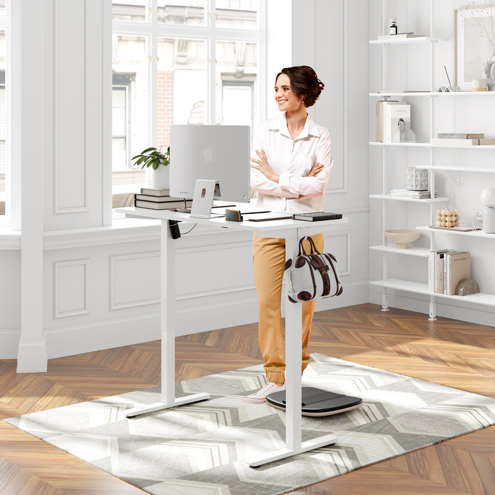White sit and stand desk deals