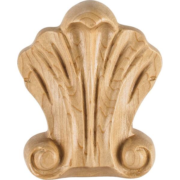 slide 1 of 1, Hardware Resources Onlay with Shell Styling, 3-3/4"H x 3-1/4"W x 3/4"D Natural Maple