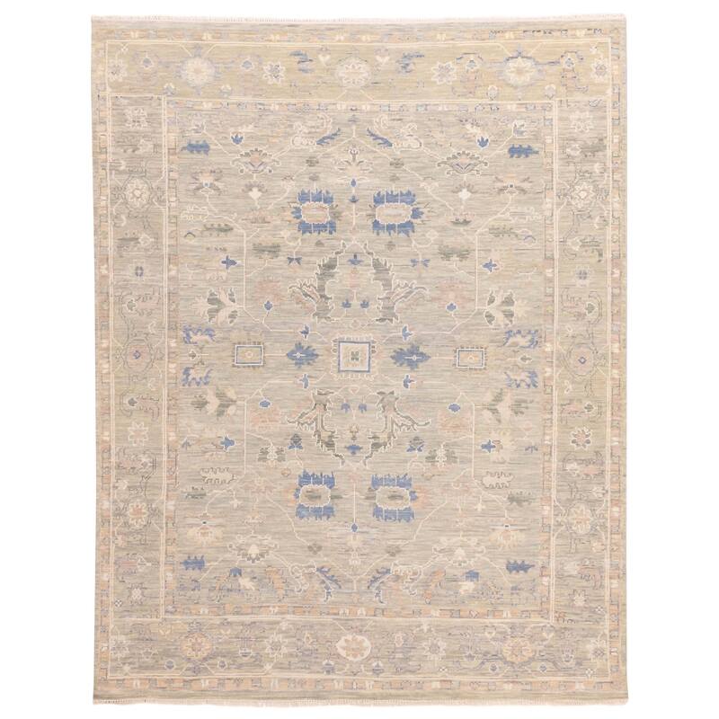 ECARPETGALLERY Hand-knotted Modern Oushak Light Green, Sage Wool Rug - 8'0 x 10'3
