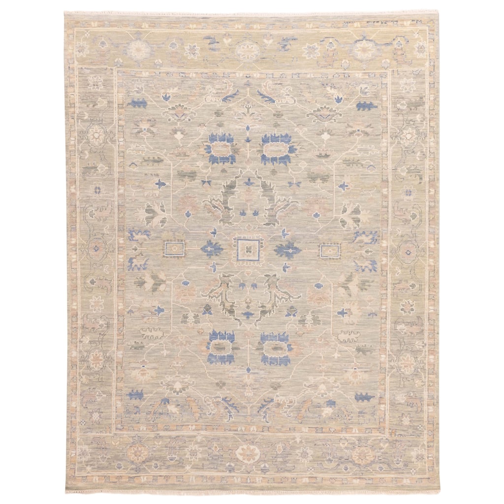 ECARPETGALLERY Hand-knotted Modern Oushak Light Green, Sage Wool Rug - 8'0 x 10'3