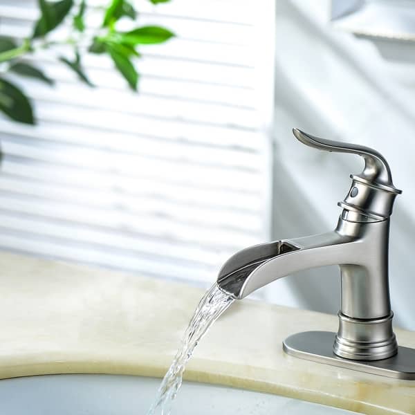 Brushed Nickel Waterfall Single Handle Deck Mount Vessel Sink ...