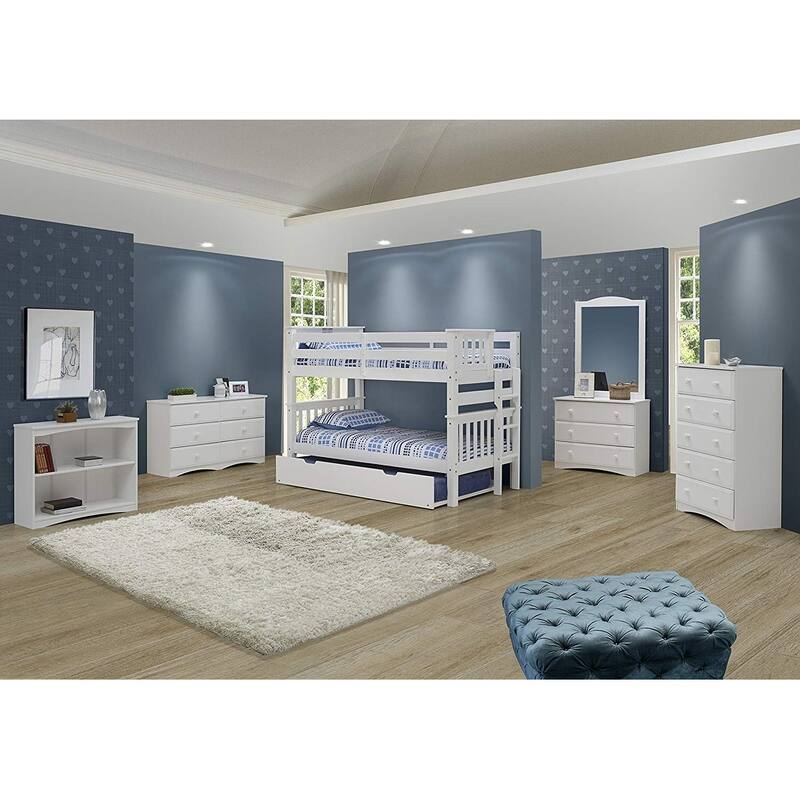 Farmhouse Bunk Beds Full Over Full Solid Wood, Under Bed Storage, Grey Twin Size