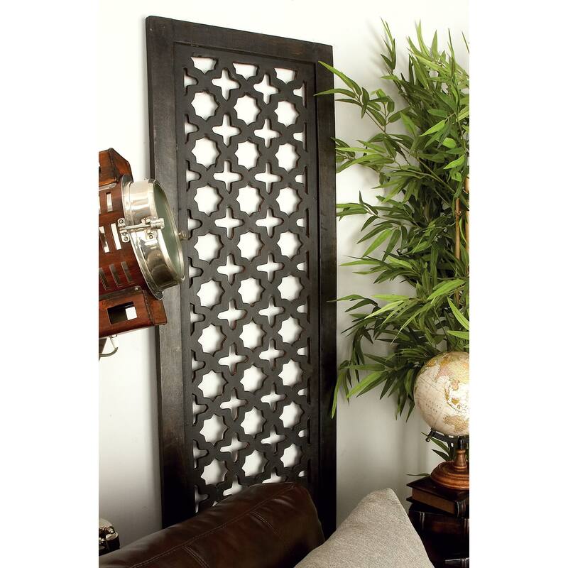 Black Wood Handmade Carved Geometric Home Wall Decor