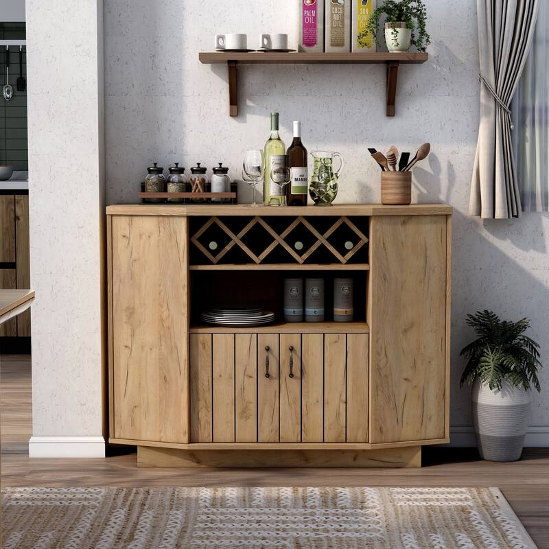 DH BASIC Light Oak Country 4-bottle Lattice Wine Cabinet by Denhour