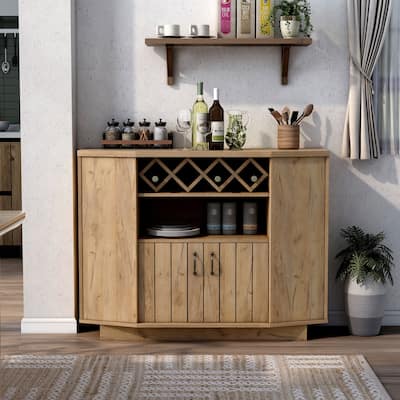 DH BASIC Light Oak Country 4-bottle Lattice Wine Cabinet by Denhour