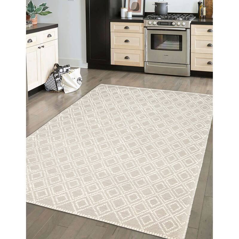 ECARPETGALLERY Braid weave Sienna Grey Wool Rug - 5'0 x 7'10