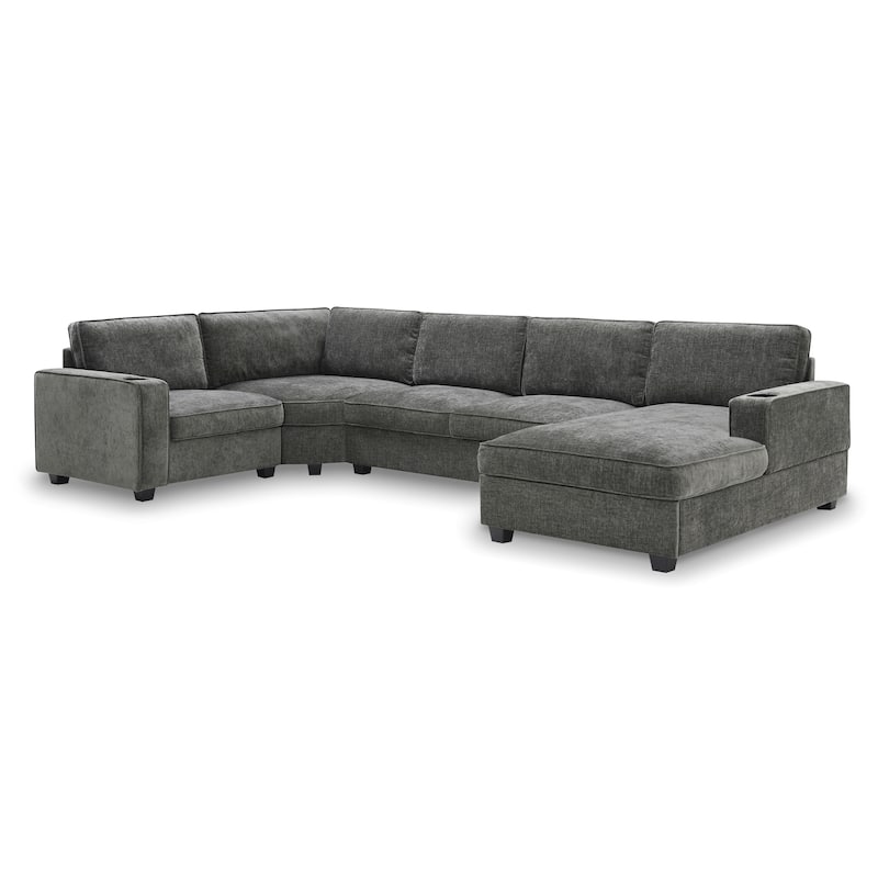 Roomfitters 119" U Shaped Sectional Sofa, 6 Seat Chenille Corner Couch with Deep Wide Seat and Chaise Lounge