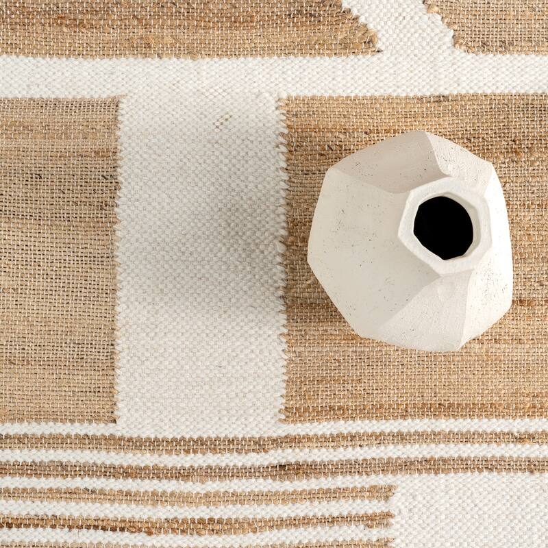 Nuloom Ambrosia Geometric Tiled Jute Blend Area Rug