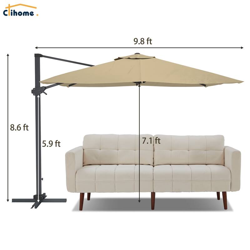 10FT Square Cantilever Patio Umbrella with Base