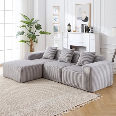 L-Shape Upholstered Modular Sectional Sofa with Deep Seats