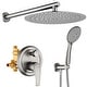 preview thumbnail 6 of 18, Clihome 5 Spray Patterns 12 in. Wall Mount Dual Shower Heads 12" - Grey