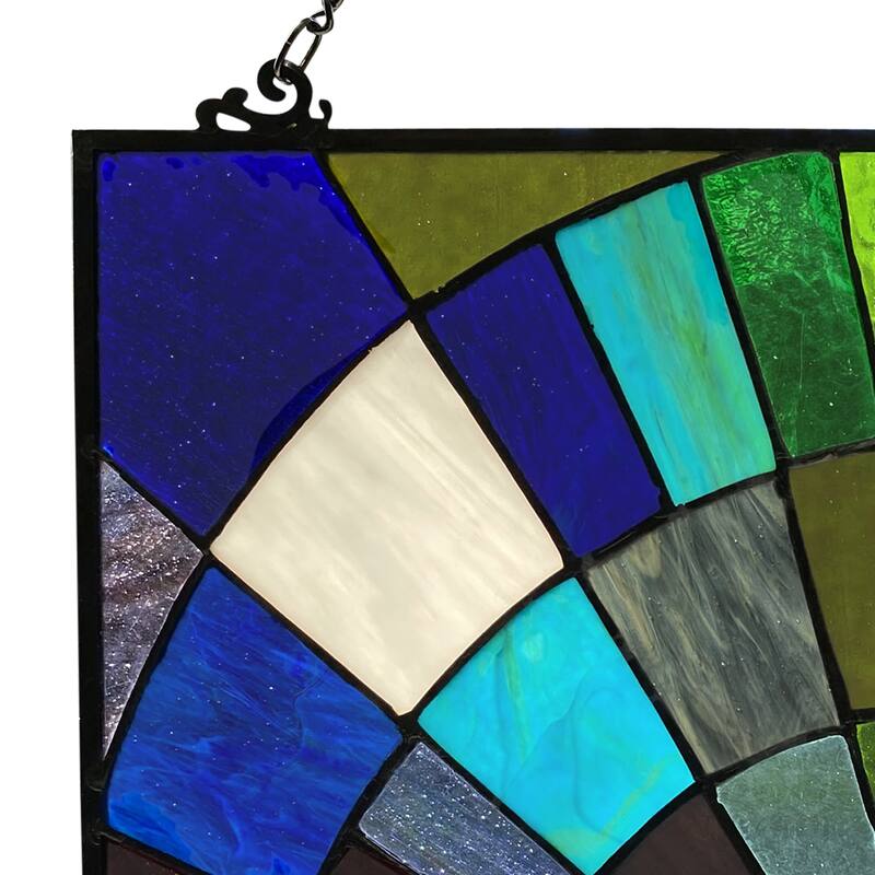 River of Goods Tiffany-style Rays of Sunshine 12-inch Stained Glass Window Panel - 20"L x 0.25"W x 12"H