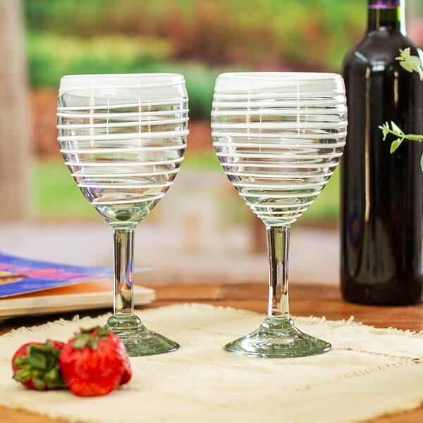 Novica Handmade Luxury Spiral Handblown Recycled Glass Wine Glasses (Pair)  - Bed Bath & Beyond - 36948951