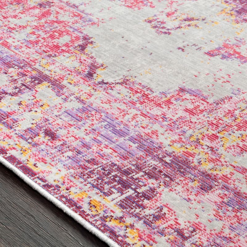 Vintage Distressed Oriental Pink/Grey Runner - 3'3" x 8'2" Runner