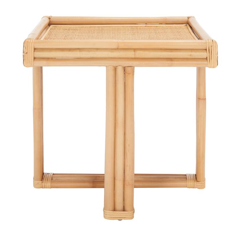SAFAVIEH Celestine Tropical Boho Coastal Rattan Square Accent Table - 20 In. W x 20 In. D x 20 In. H - 20Wx20Dx20H