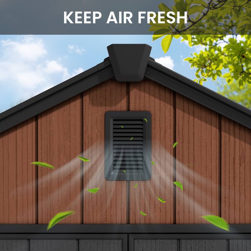 8' x 8' / 8' x 10'/ 8' x 12' Outdoor Resin Storage Shed with Lockable Doors and Air Vents for Garden