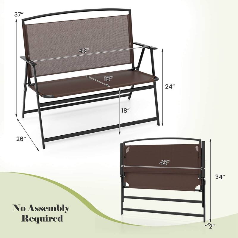 Costway 2-Person Patio Bench Folding Outdoor Garden Bench with - See Details