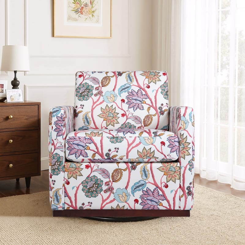 Pattern Swivel Armchair Linen Upholstered Accent Chair