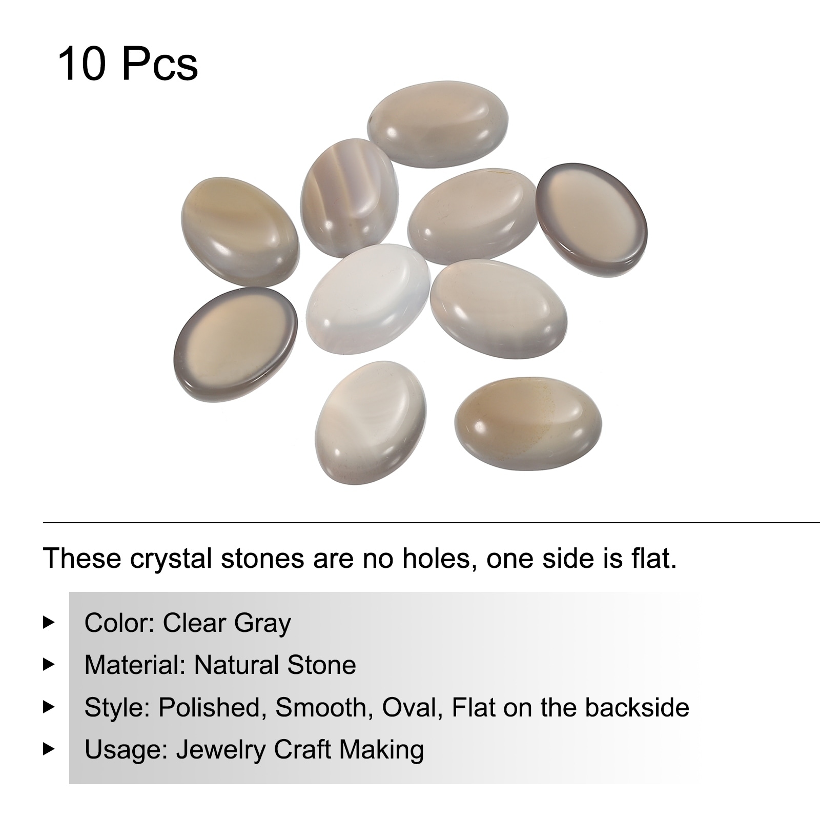 Flat Oval Stone 14mm x 10mm Crystal Stone Beads for Decoration 10