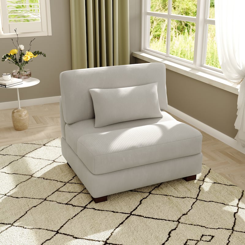 Modern Corduroy Modular Couch Sectional Sofa With Pillows