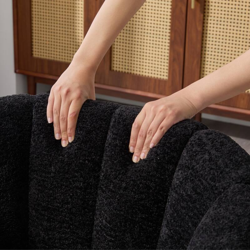 29.9" W Mid-Century Chenille Armchair with Metal Legs