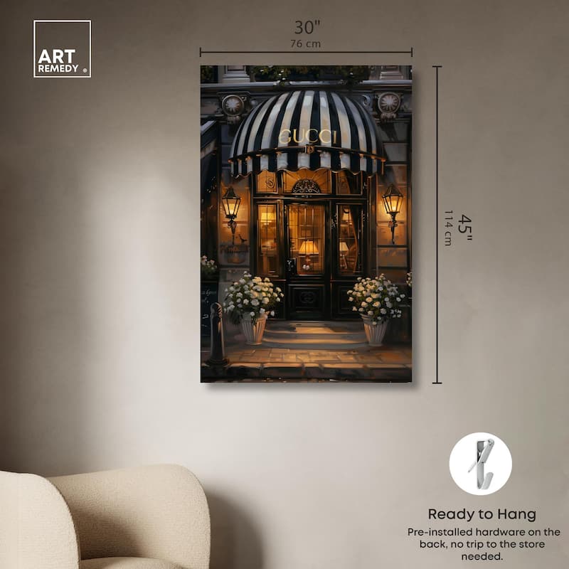 Elegant Night Time Store Visit Canvas by Art Remedy, Gallery Wrapped