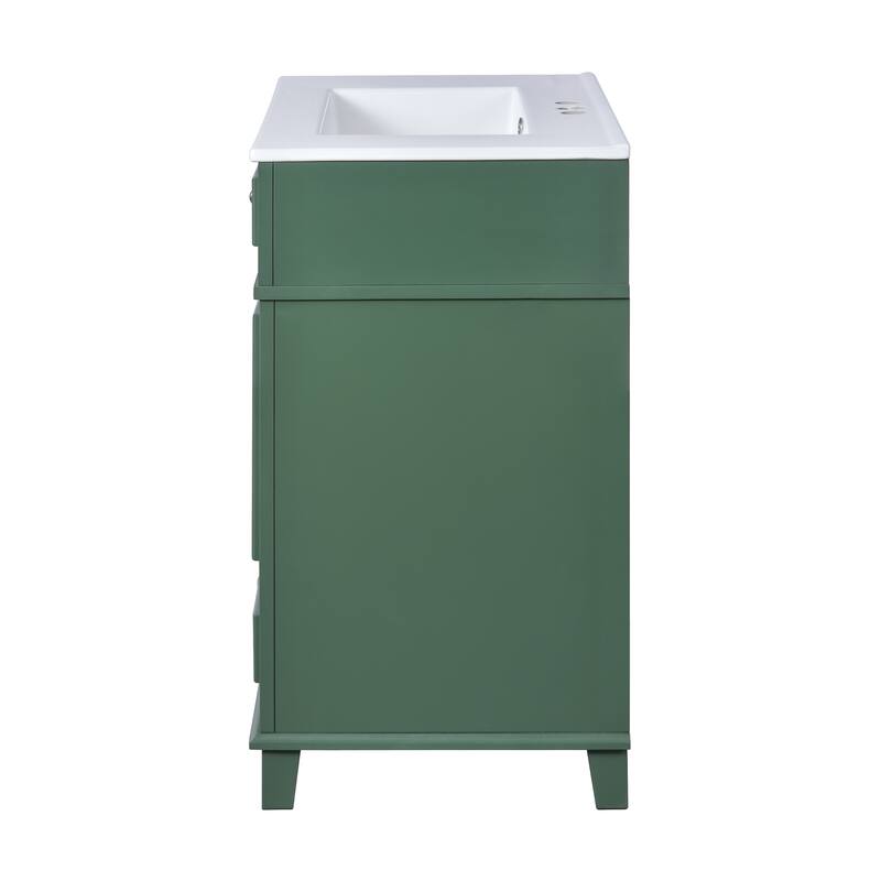 GDFStudio - Meriden Retro Bathroom Vanity with Ceramic Sink and Soft-Closing Storage Doors - 29.37'W