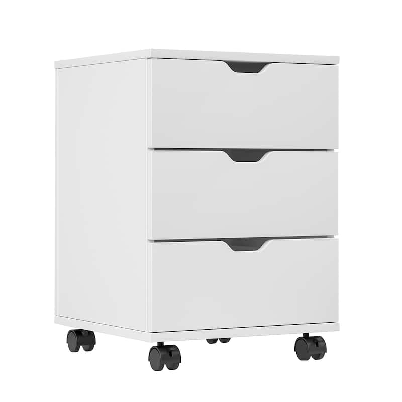 Anmytek 5-Drawer Mobile Under Desk Storage Cabinet with Lockable Casters Office Home Organizer - White