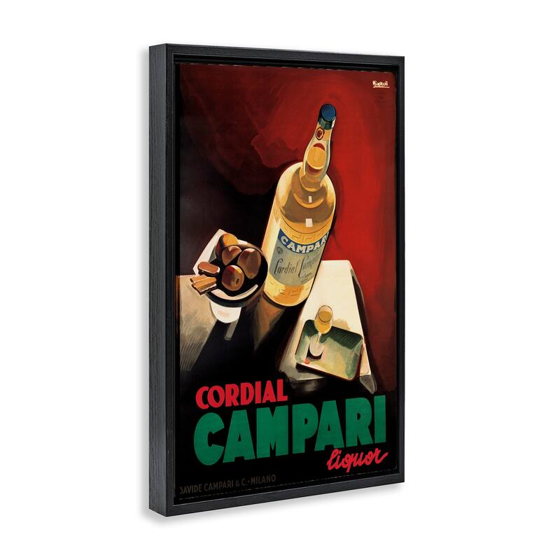 Stupell Vintage Campari Wine Framed Floater Canvas Wall Art Design By Marcus Jules