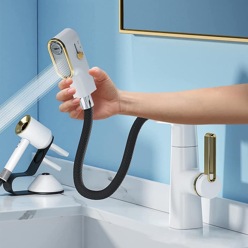 Bathroom Sink Faucet with 360° Swivel Sprayer And Digital Display, Basin Faucets