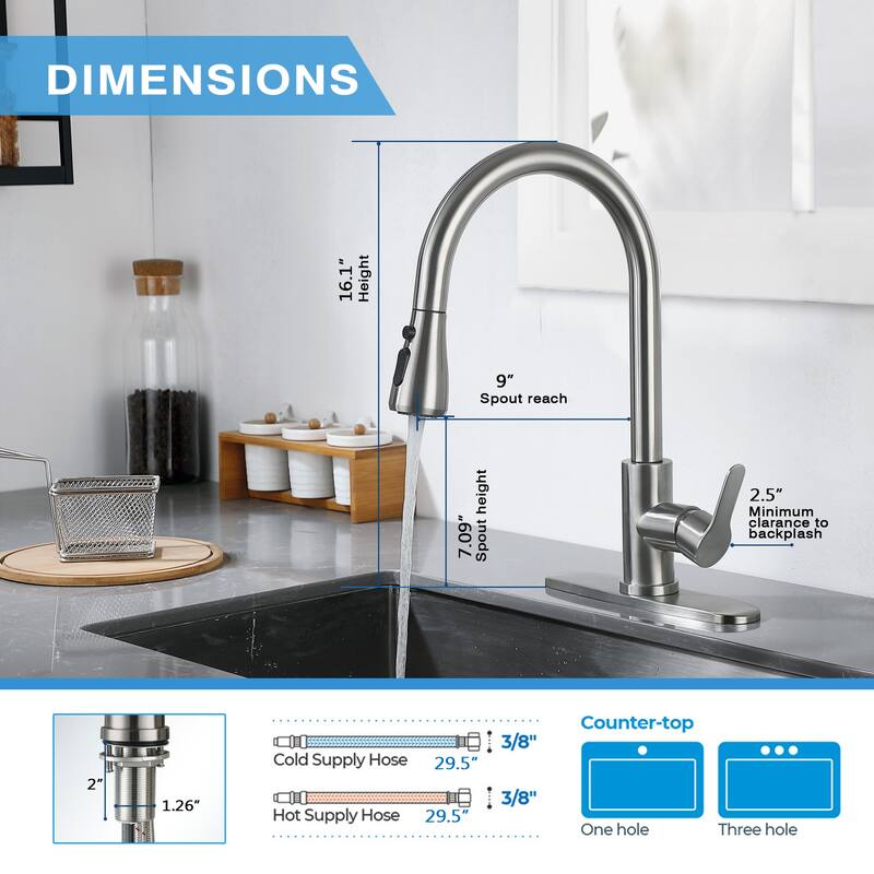 Single-Handle Pull-Down Sprayer Kitchen Faucet with Soap Dispenser