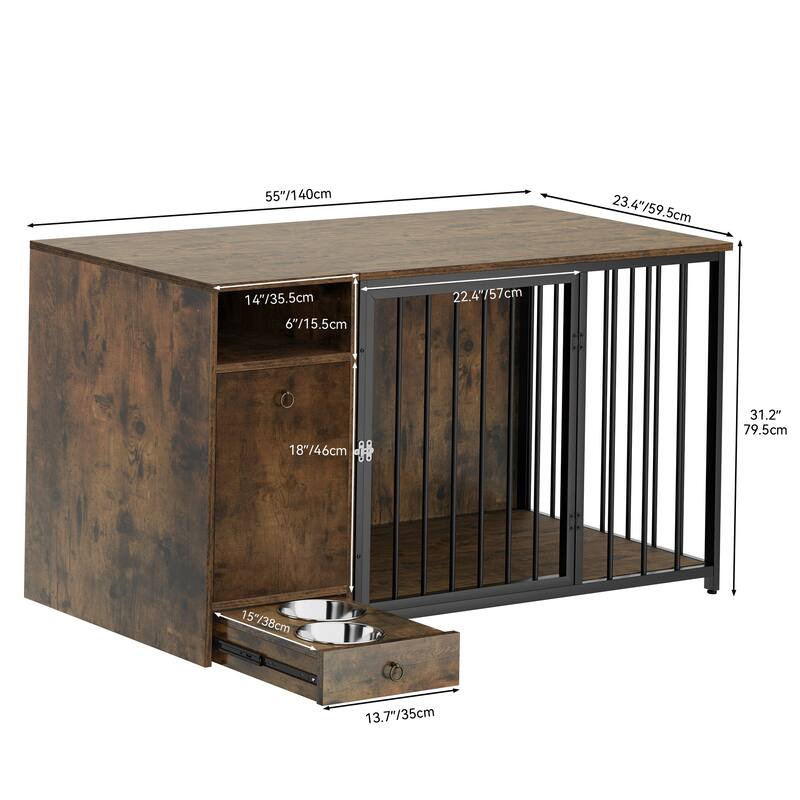 Moasis 3-in-1 Furniture-style Dog Crate Pet Crate with Drawers, TV Stand