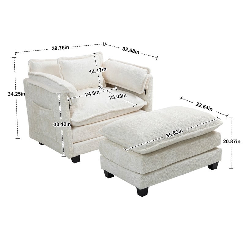 39.76" Single Sofa Chair, Ottoman