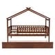 preview thumbnail 16 of 64, Pine Wood House Platform Bed with Trundle, Headboards - Creativity House Shape, Sturdy Build
