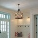 preview thumbnail 10 of 8, Anmytek Modern Farmhouse 5-Light Wood Cage Chandelier Drum Pendant Lights for Dining Room - 19.6" D x 22.3" H