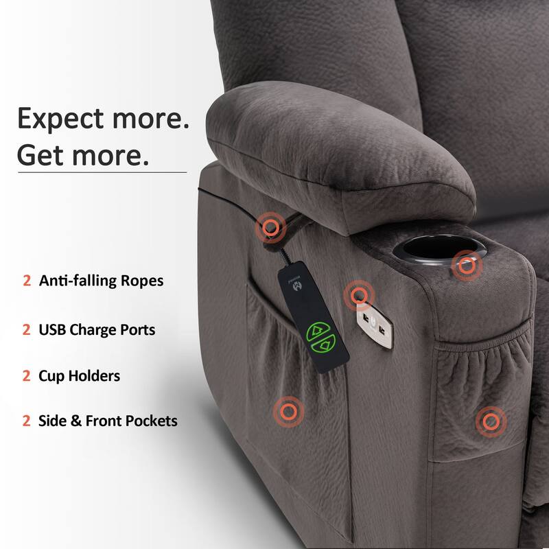 MCombo Electric Power Lift Recliner Chair with Extended Footrest, Fabric 7507