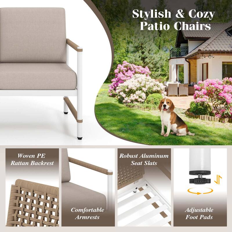 Costway 2 PCS Patio Furniture Set Loveseat Sofa with Coffee Table - Loveseat Sofa
