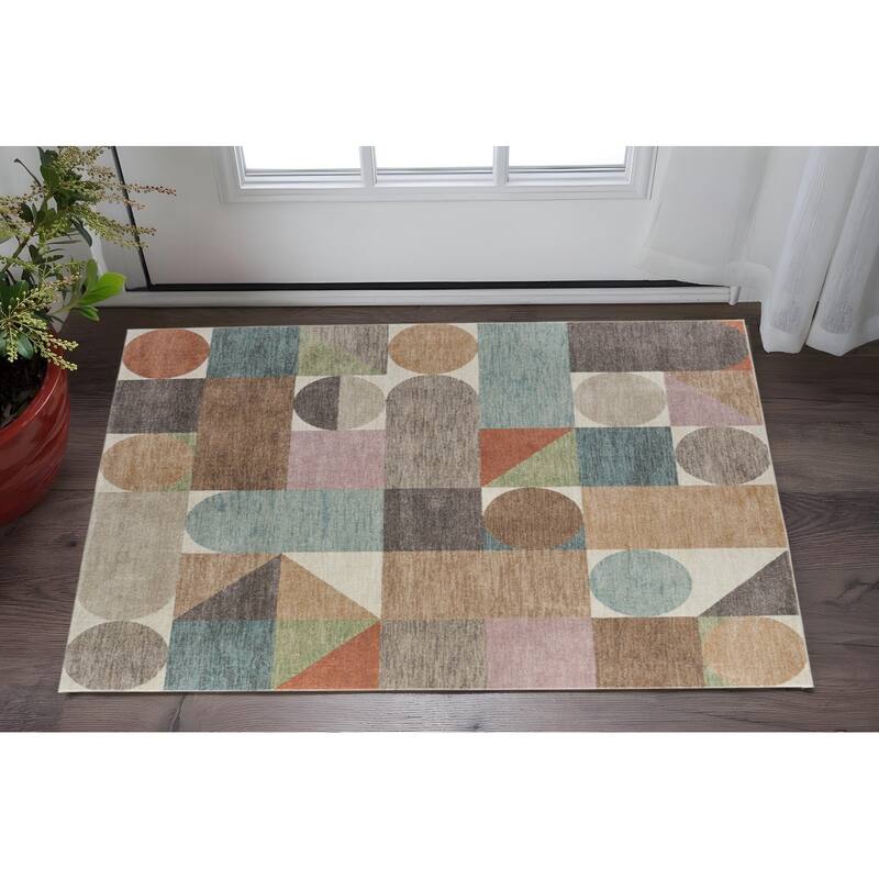 HomeRoots Checkered Modern Rectangle Area Rug - 34.00 in. x 21.00 in.  x 0.47 in.