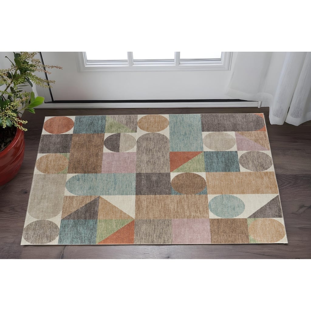 HomeRoots Checkered Modern Rectangle Area Rug
