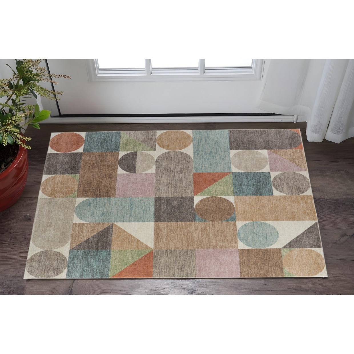 HomeRoots Zabo Checkered Modern Rectangle Area Rug