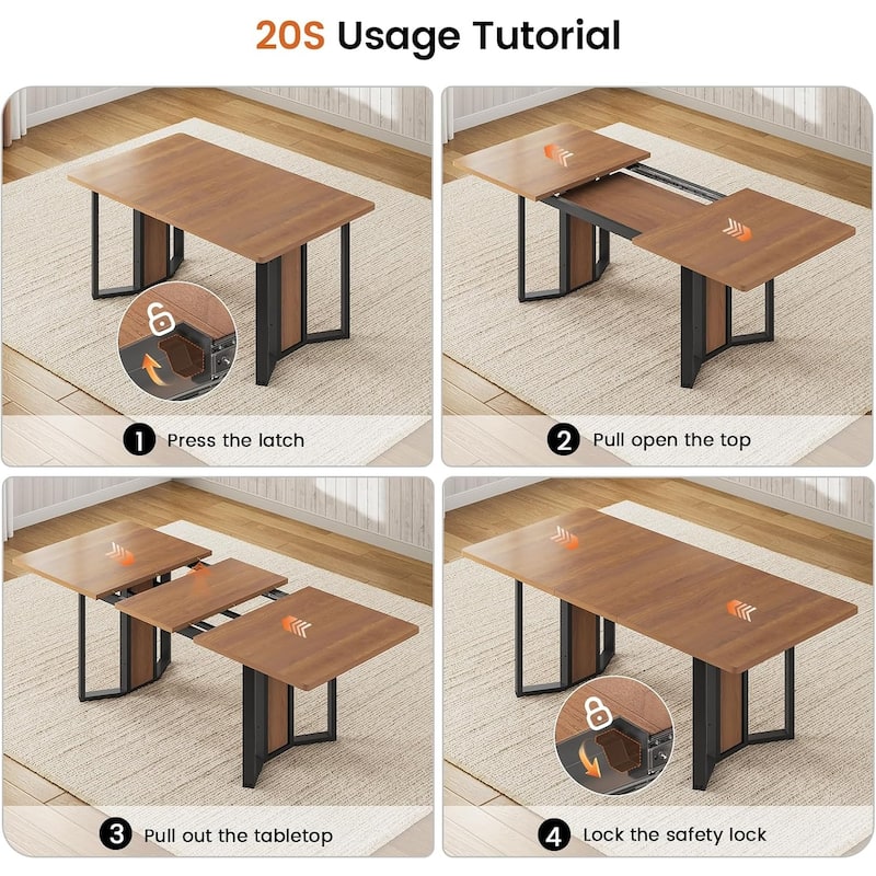 Dining Table Set 6 People Extendable Kitchen Table 4 Chairs