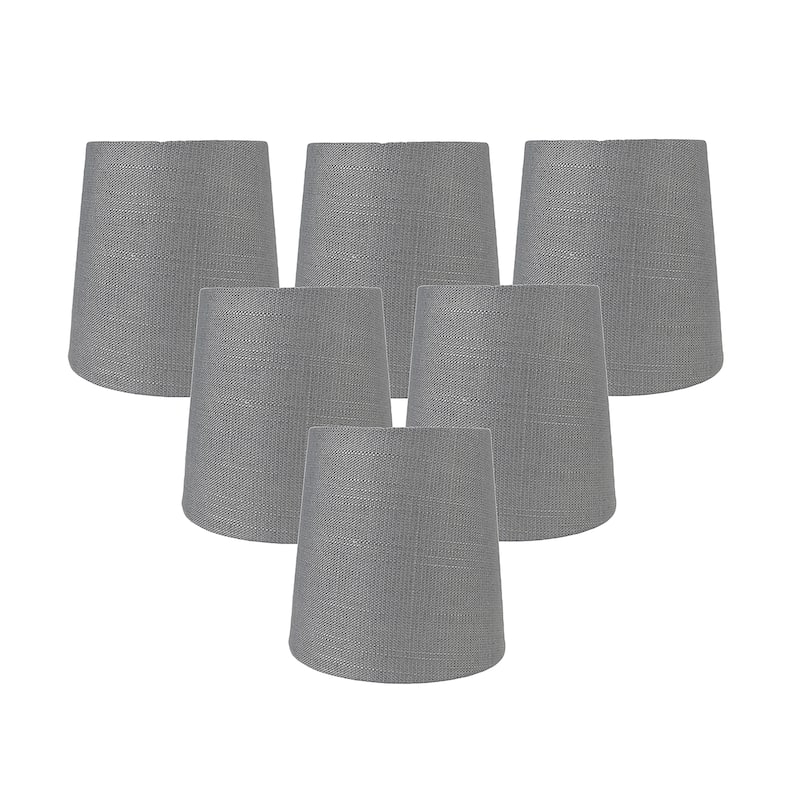 MERIVILLE Linen Clip On Chandelier Lamp Shades, 4-inch by 5-inch by 5-inch - Set of 6 - Graphite