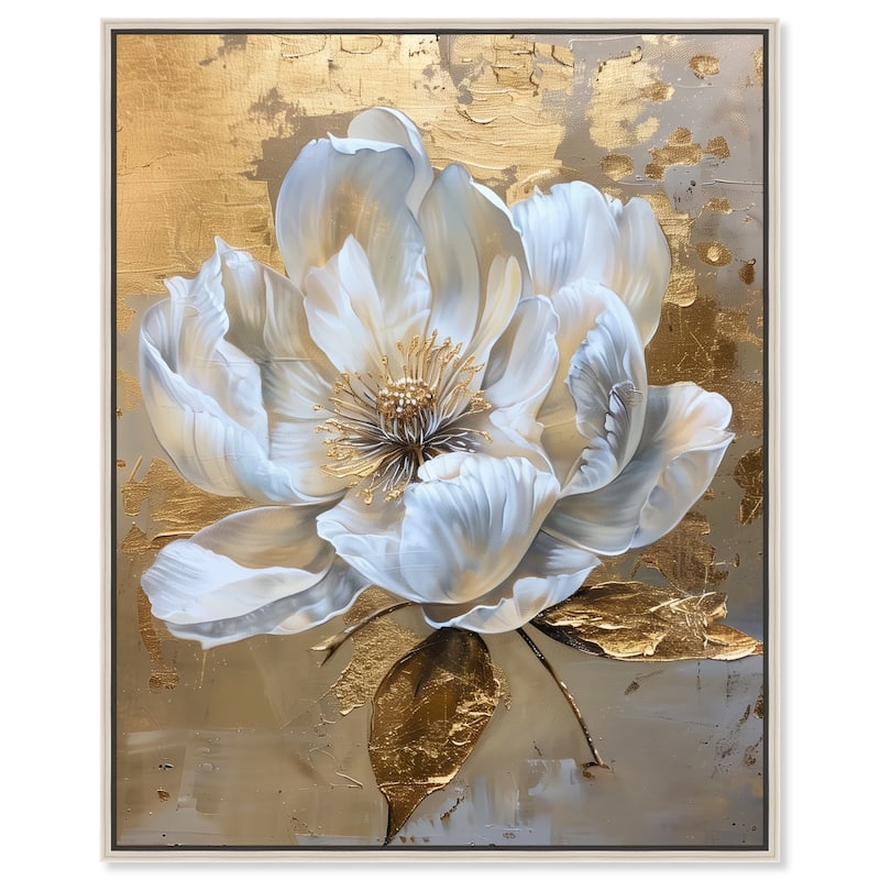 Athenas Flower Canvas Glamorous Feminine Wall Art by Art Remedy - 30" x 36" - Silver