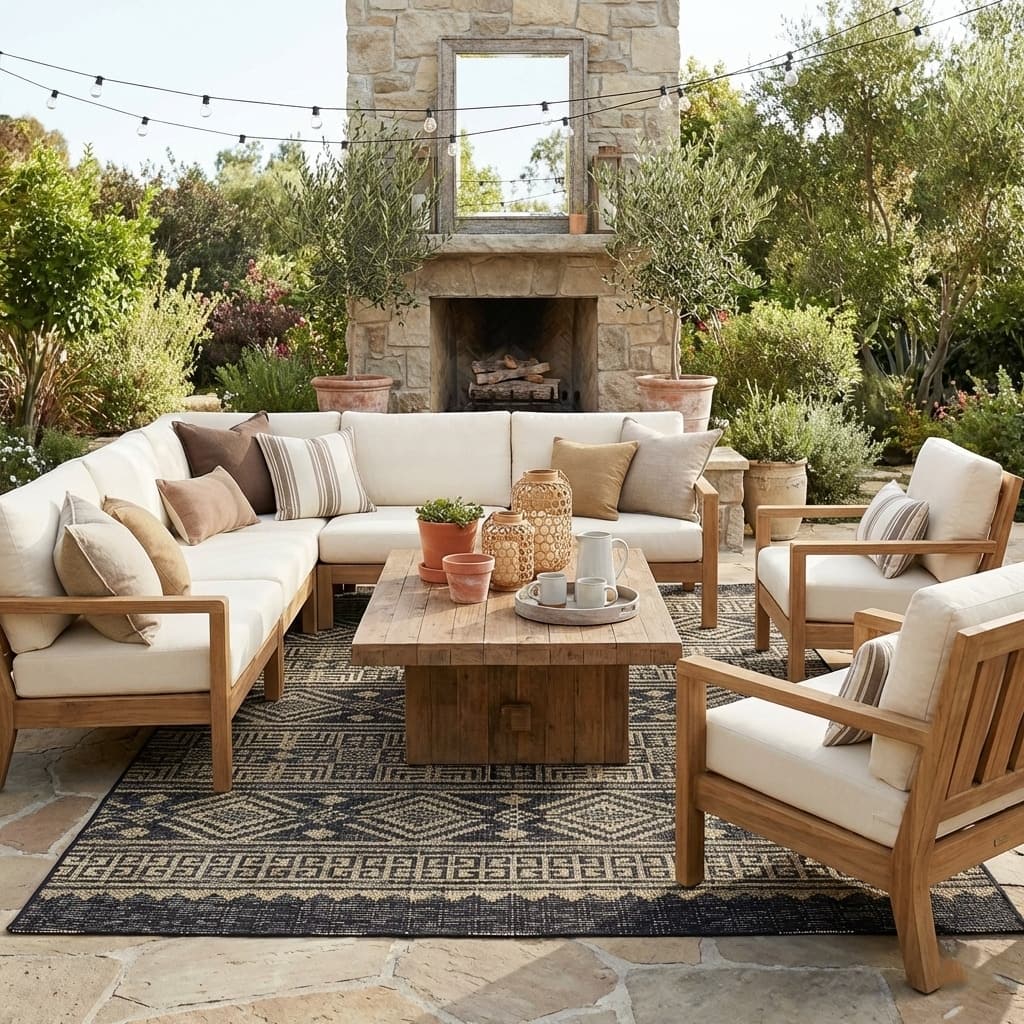 Sevita Sadie Geometric Black/Brown Indoor/Outdoor Area Rug