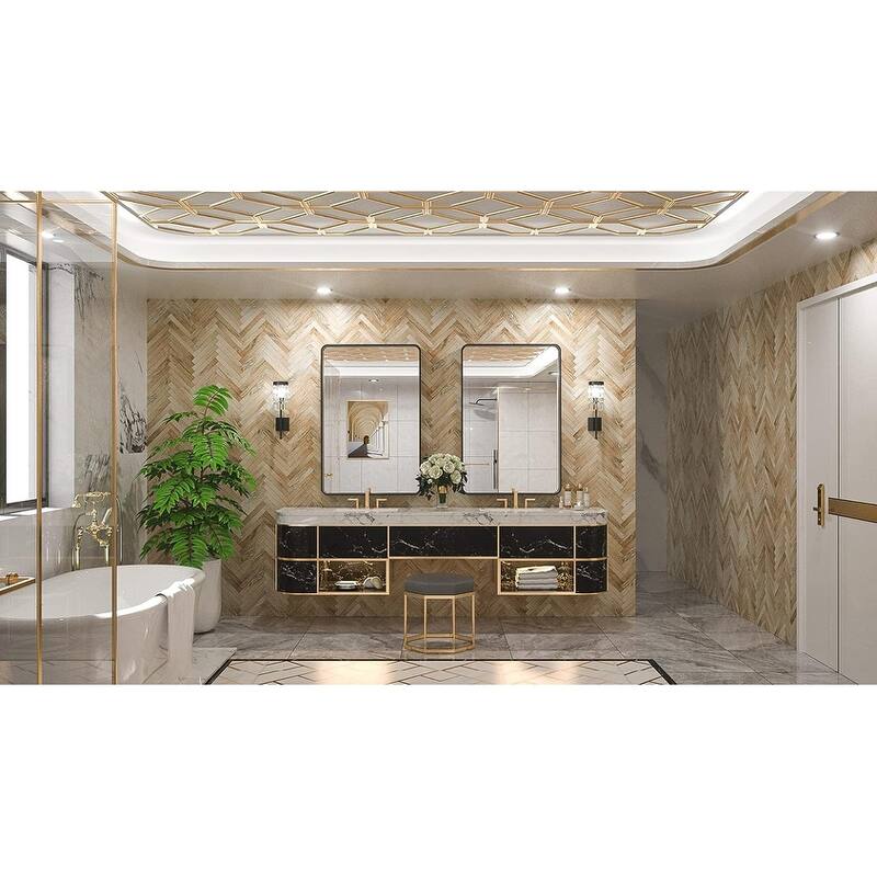TETOTE Bathroom Vanity Mirror Modern Metal Frame Wall Mounted