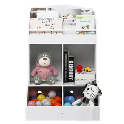 Kids Bookshelf and Toy Storage-Wood Book Shelf Organizer for Toddler